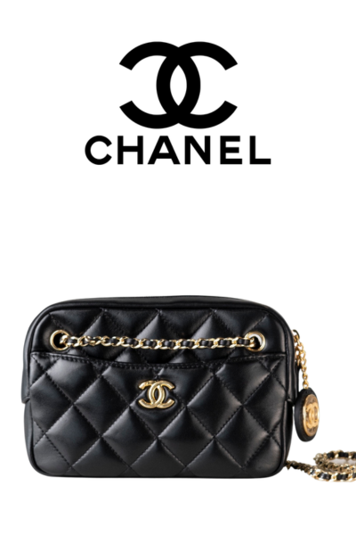 CHANEL 24k 골드 코인 스몰 카메라 백