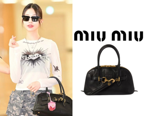 [장원영 PICK] MIU MIU 아방뛰르 스몰 나파 가죽 탑 핸들 백