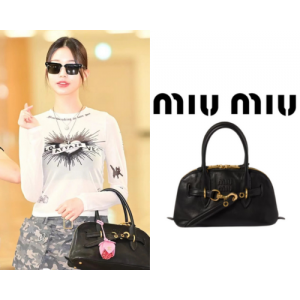[장원영 PICK] MIU MIU 아방뛰르 스몰 나파 가죽 탑 핸들 백