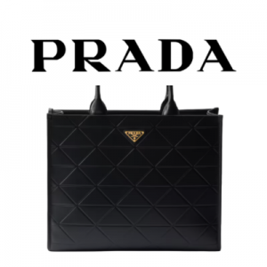 PRADA 탑 스티칭 라지 가죽 심볼백