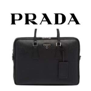 PRADA 사피아노 가죽 더블 브리프케이스