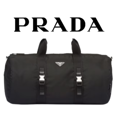 PRADA 리나일론 사피아노 가죽 트레블 백