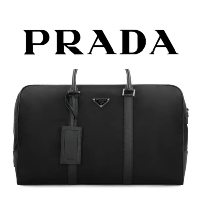 PRADA 리나일론 사피아노 가죽 트레블백