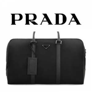 PRADA 리나일론 사피아노 가죽 트레블백
