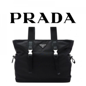 PRADA 리나일론 사피아노 가죽 토트백