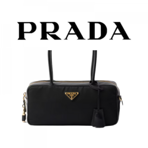 PRADA 스몰 리나일론 가죽 탑 핸들 백