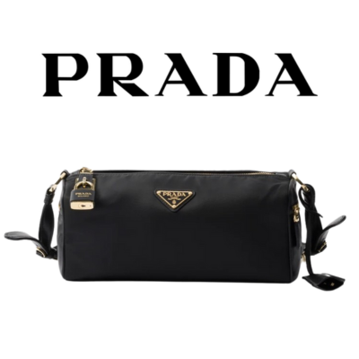 PRADA 미디엄 리나일론 가죽 숄더백