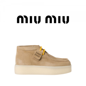 Miu Miu 스웨이드 델라베 웨지 앵클 부츠