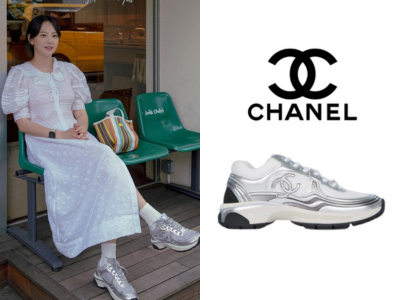 CHANEL 실버 혼 러닝 스니커즈_샤식스
