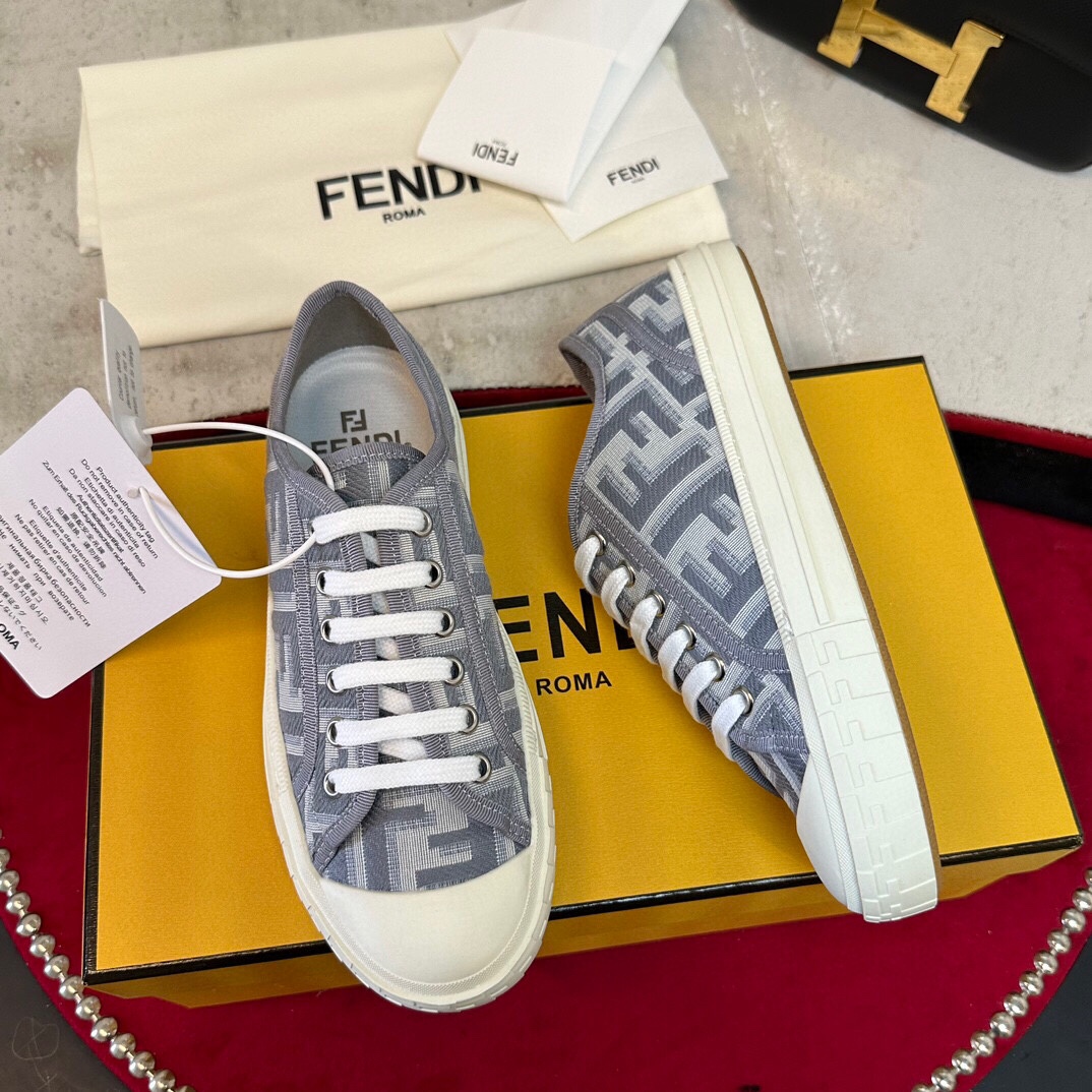 [225~300] FENDI NEW Domino Old Flower FF 캔버스 스니커즈