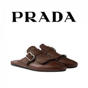 PRADA 셔플 프린지 가죽 뮬