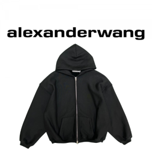 [남녀공용] Alexander Wang 자수 오버핏 후드 지퍼 스웨트 셔츠