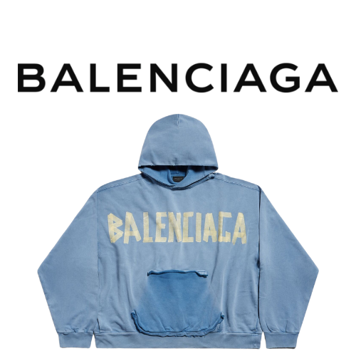 [남녀공용] Balenciaga 뉴 테이프 데미지 후드 스웨트 셔츠