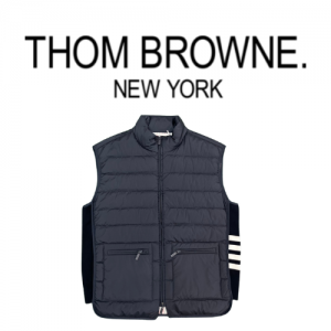 THOM BROWNE 초경량 나일론 테크니컬 패브릭  퍼넬 넥 패딩 조끼