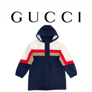 [남녀공용] GUCCI 블록 컬러 스탠드 업 카라 후드 코트