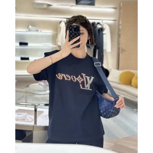 [남녀공용] Louis Vuitton LV 비즈 자수 쇼트 슬리브 티셔츠