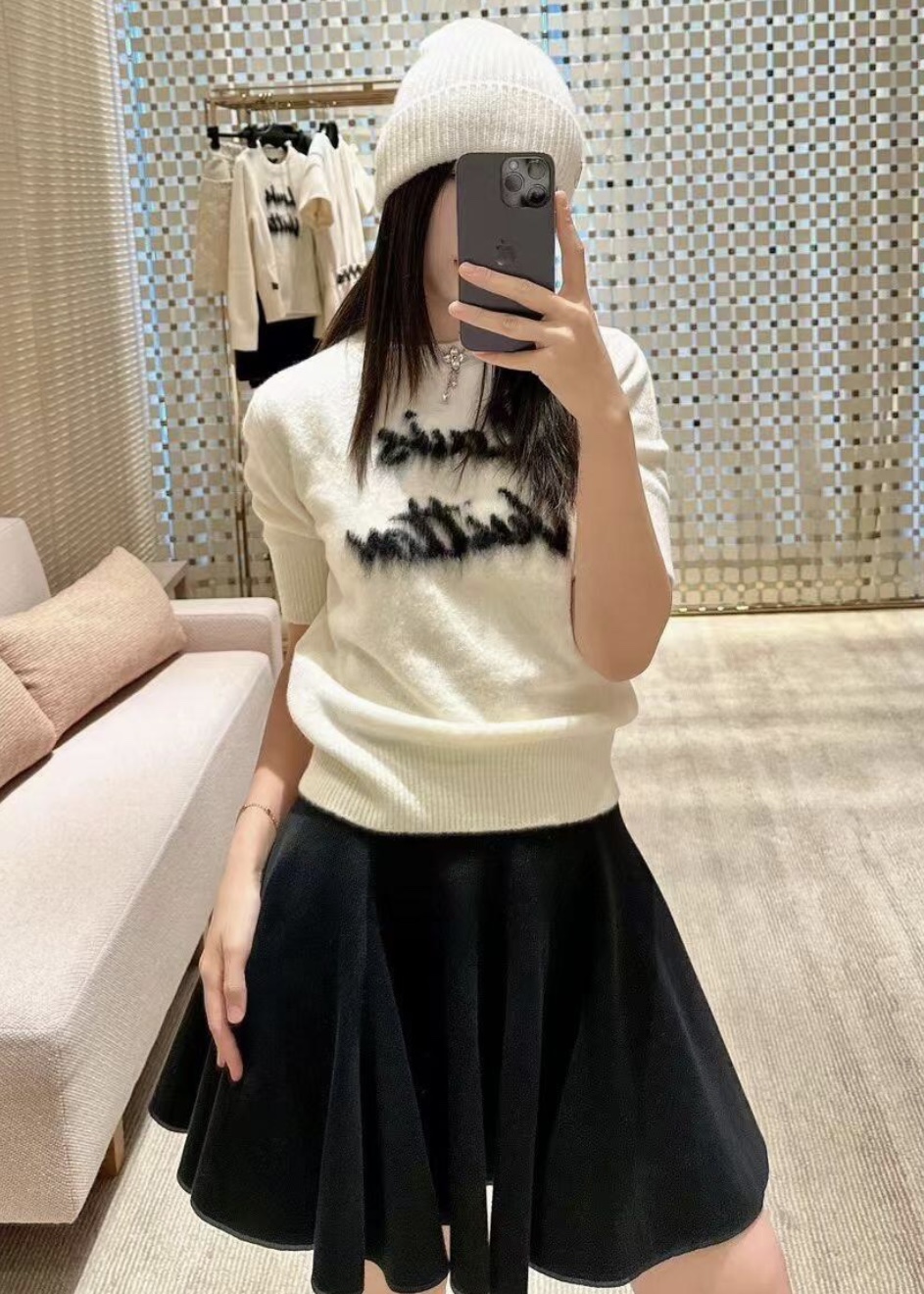 [WOMEN] Louis Vuitton LV 브러시드 니트 쇼트 슬리브