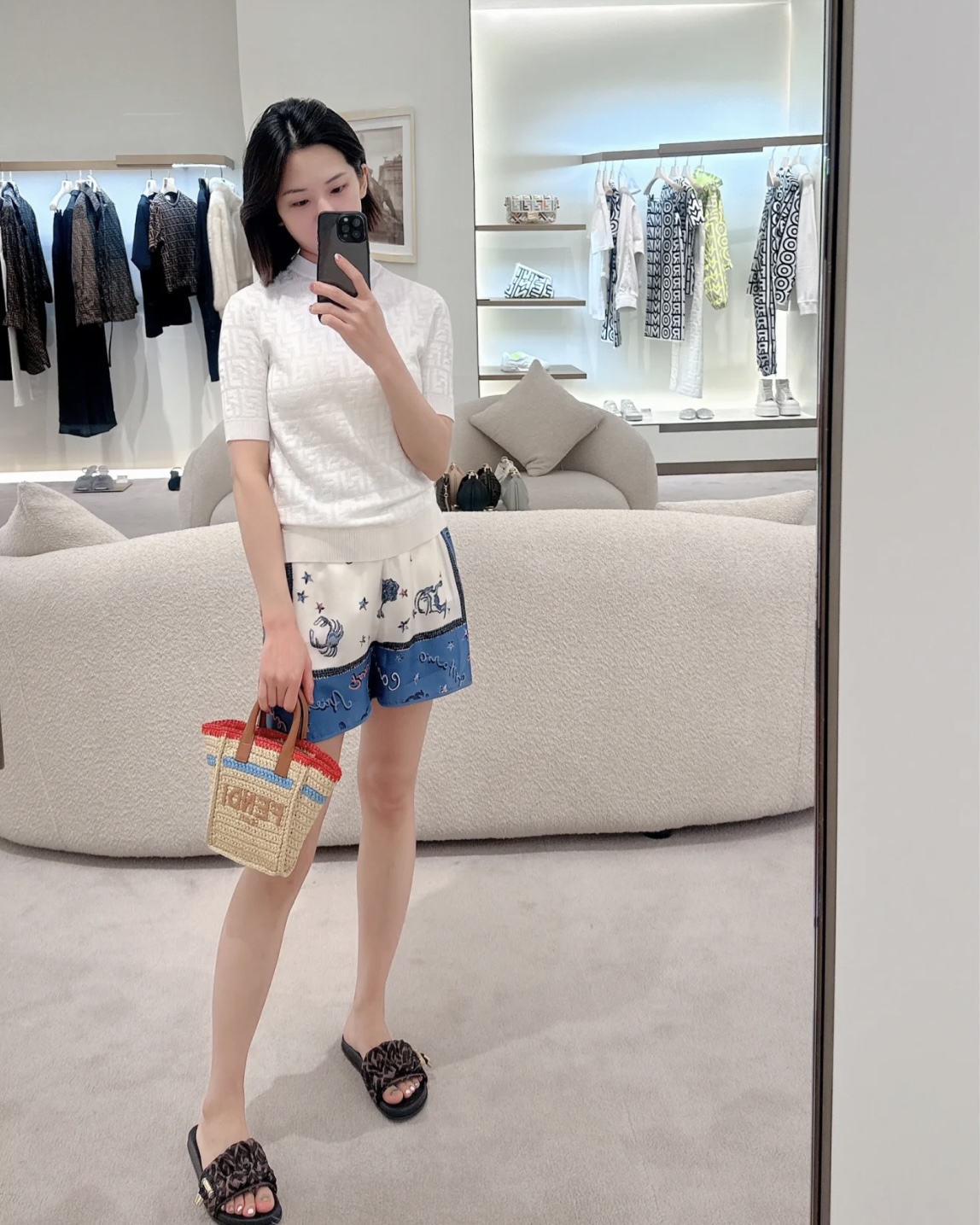 [WOMEN] FENDI 레이온 코튼 니트 반팔