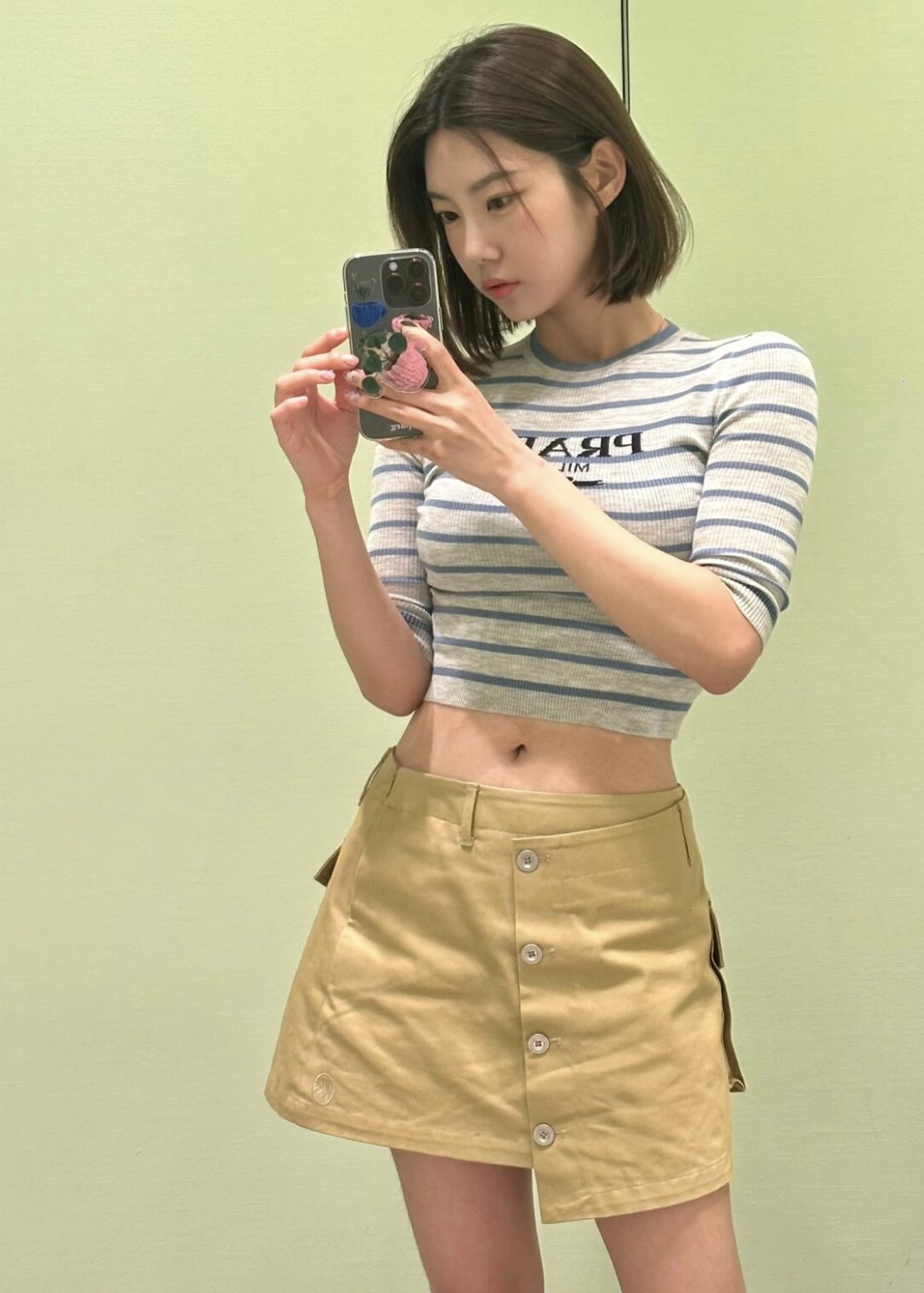 [WOMEN] PRADA 스트라이프 인타르시아 울 크루넥 니트