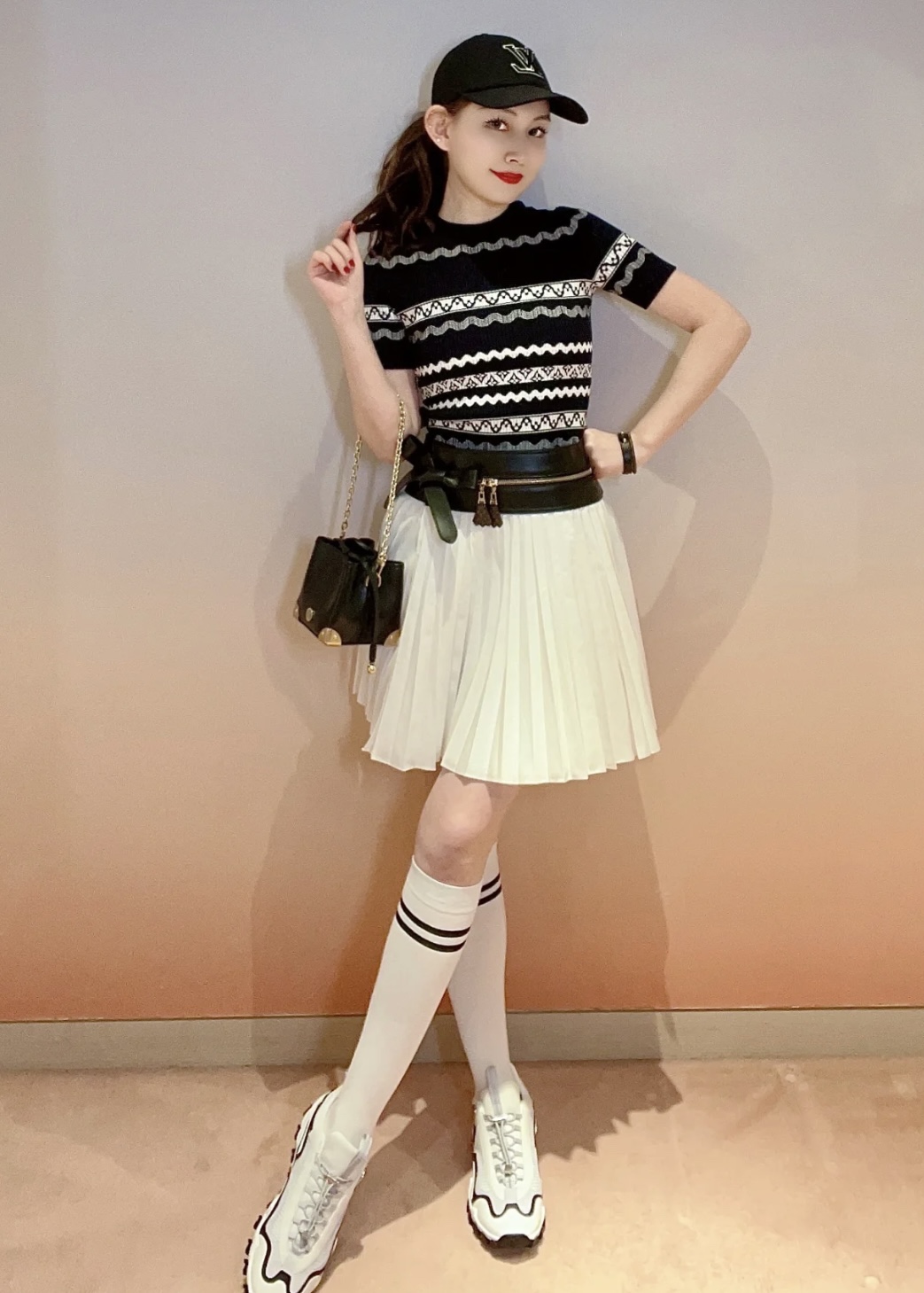 [WOMEN] Louis Vuitton LV 스캘럽 스트라이프 반팔 니트