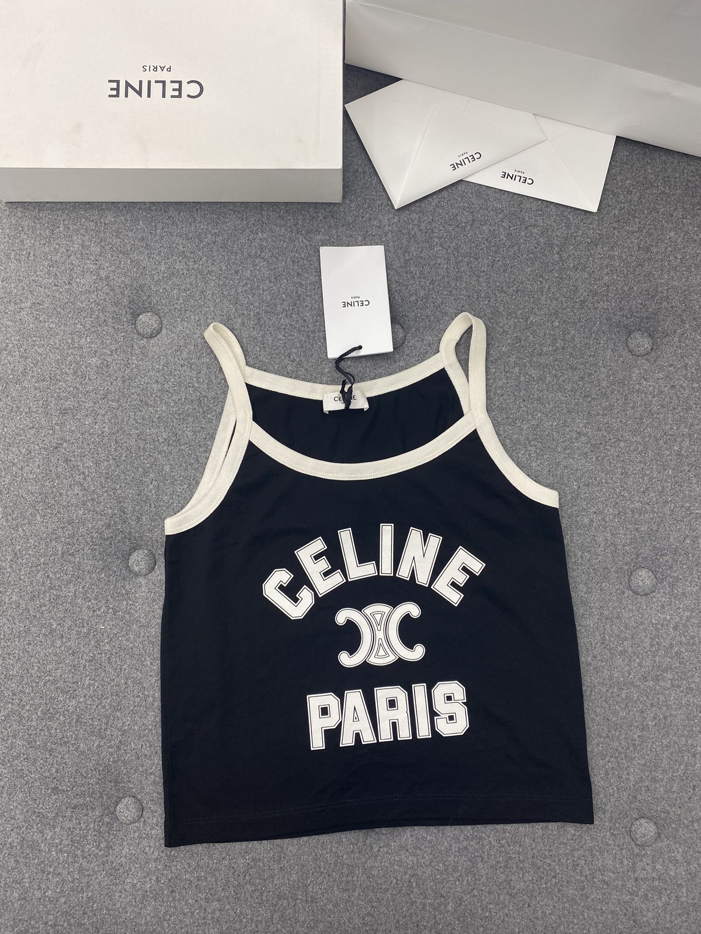 [WOMEN] CELINE PARIS 코튼 저지 베스트 탑