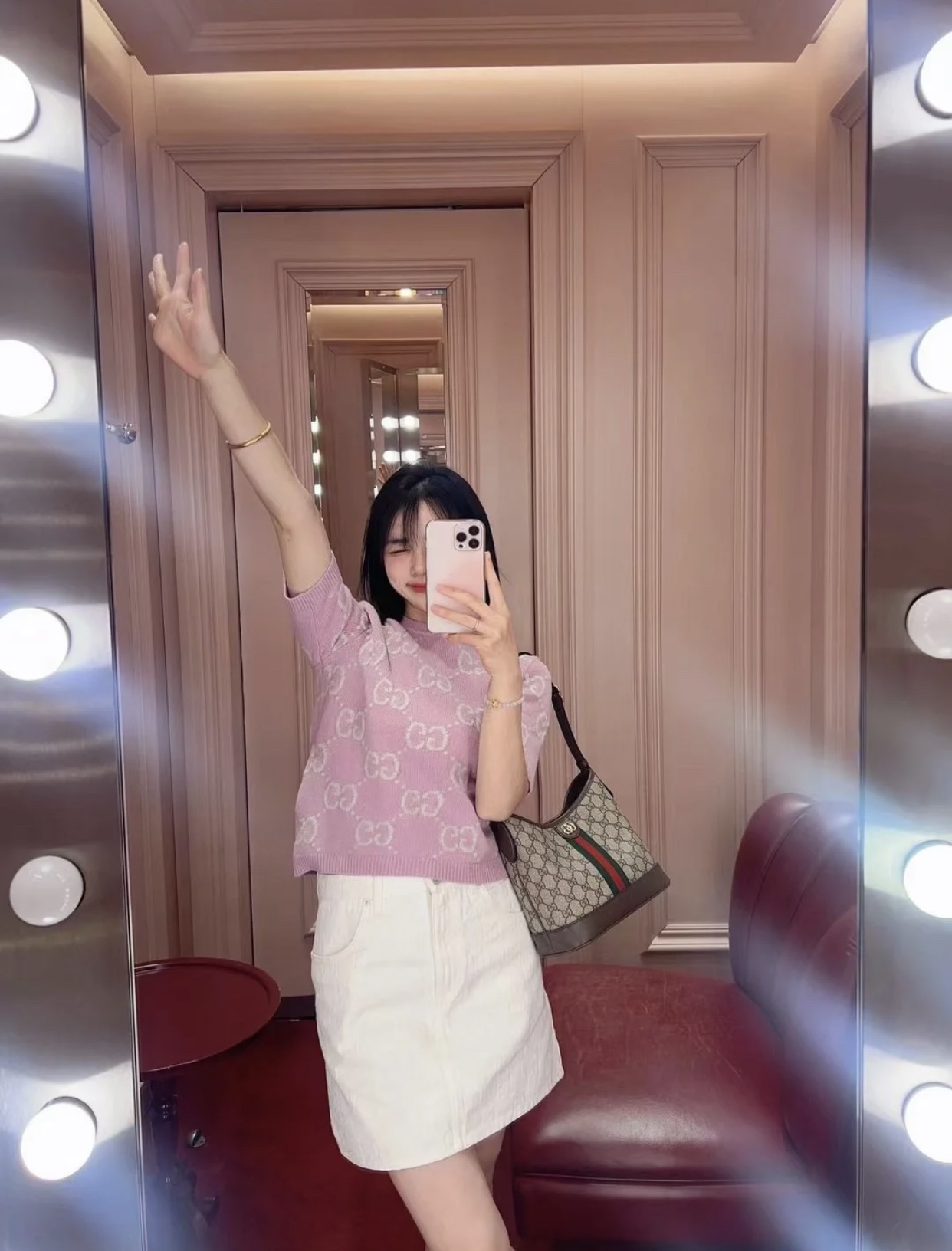 [WOMEN] GUCCI GG 니트 울 탑 반팔니트