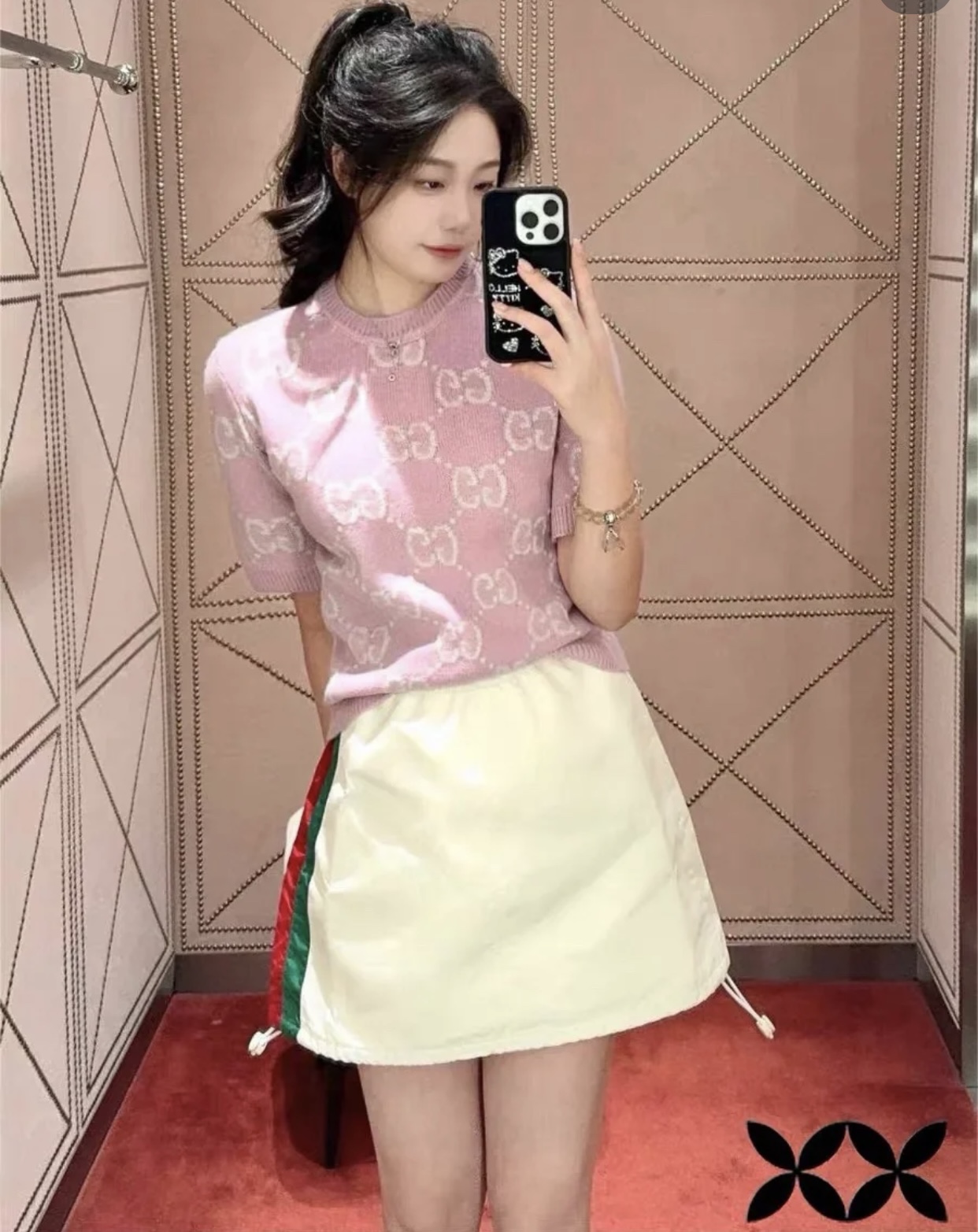 [WOMEN] GUCCI GG 니트 울 탑 반팔니트