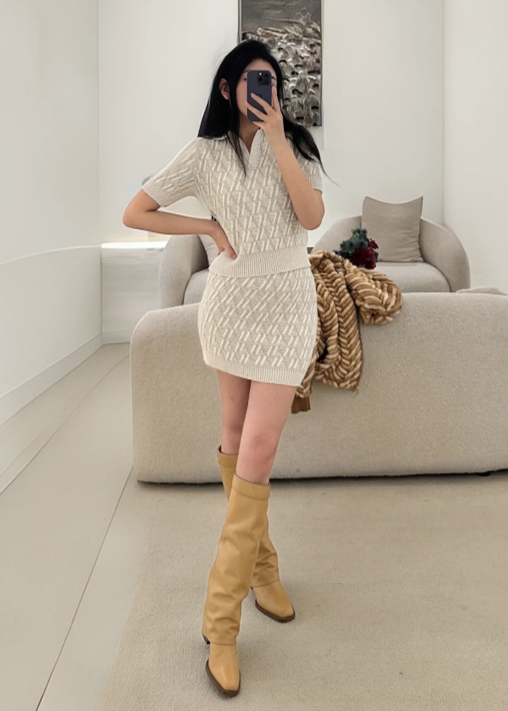 [WOMEN] [SET] FENDI FF 울 캐시미어 폴로 셔츠