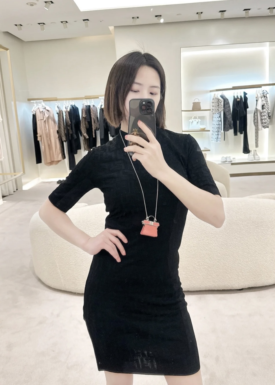 [WOMEN] FENDI 레이온 FF 코튼 슬림핏 원피스