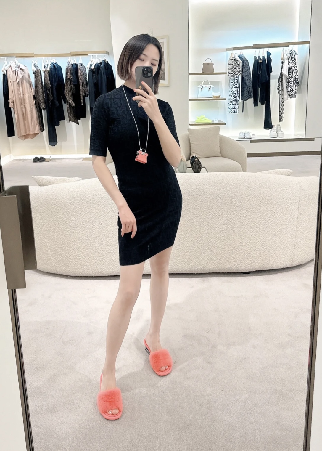 [WOMEN] FENDI 레이온 FF 코튼 슬림핏 원피스