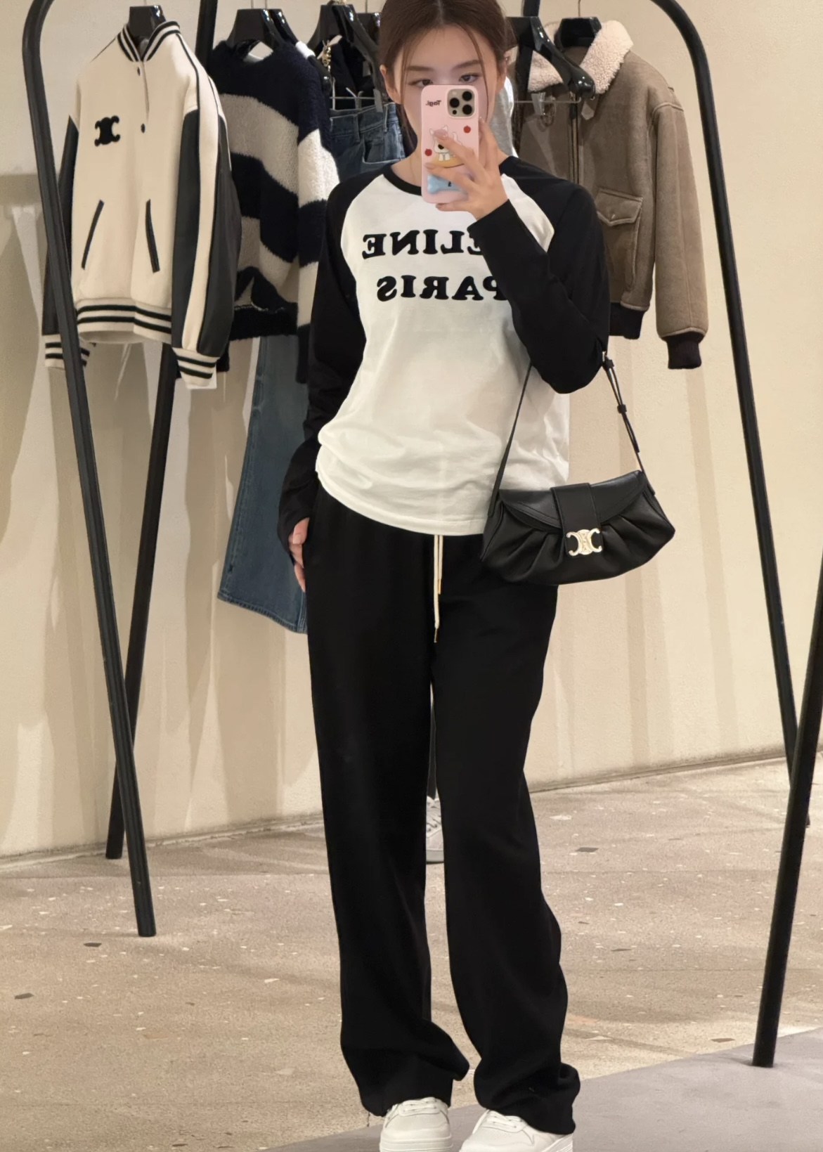 [WOMEN] CELINE Paris 코튼 저지 긴팔 티셔츠