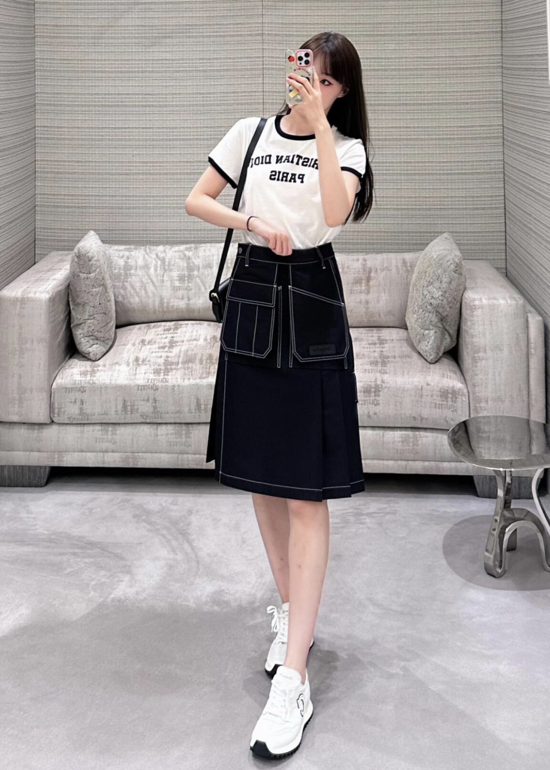 [WOMEN] DIOR 코튼 리넨 블렌드 티셔츠