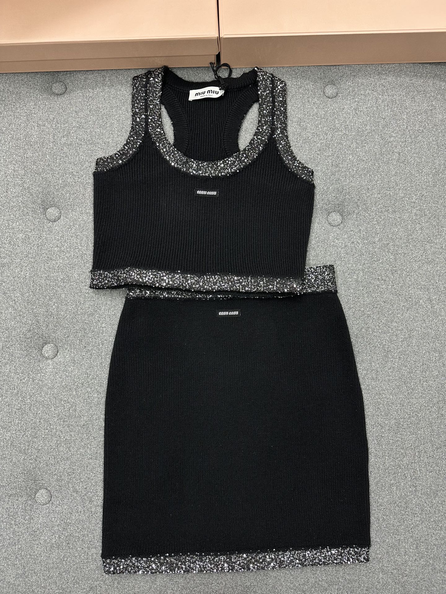 [WOMEN] [SET] MIU MIU 로고 캐시미어 블렌드 스커트