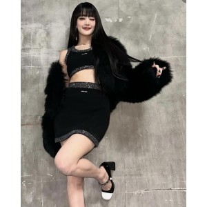 [WOMEN] [SET] MIU MIU 로고 캐시미어 블렌드 스커트