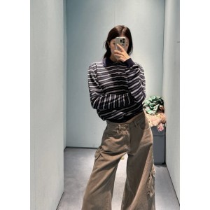 [WOMEN] MIU MIU 스트라이프 코튼 니트 폴로 니트