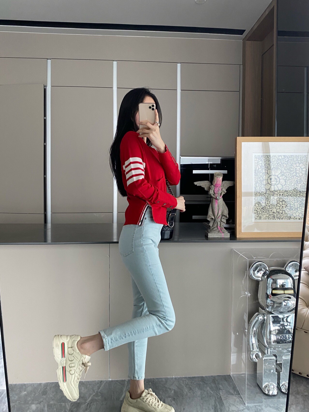 [WOMEN] Thom Browne 4bar 캐시미어 가디건