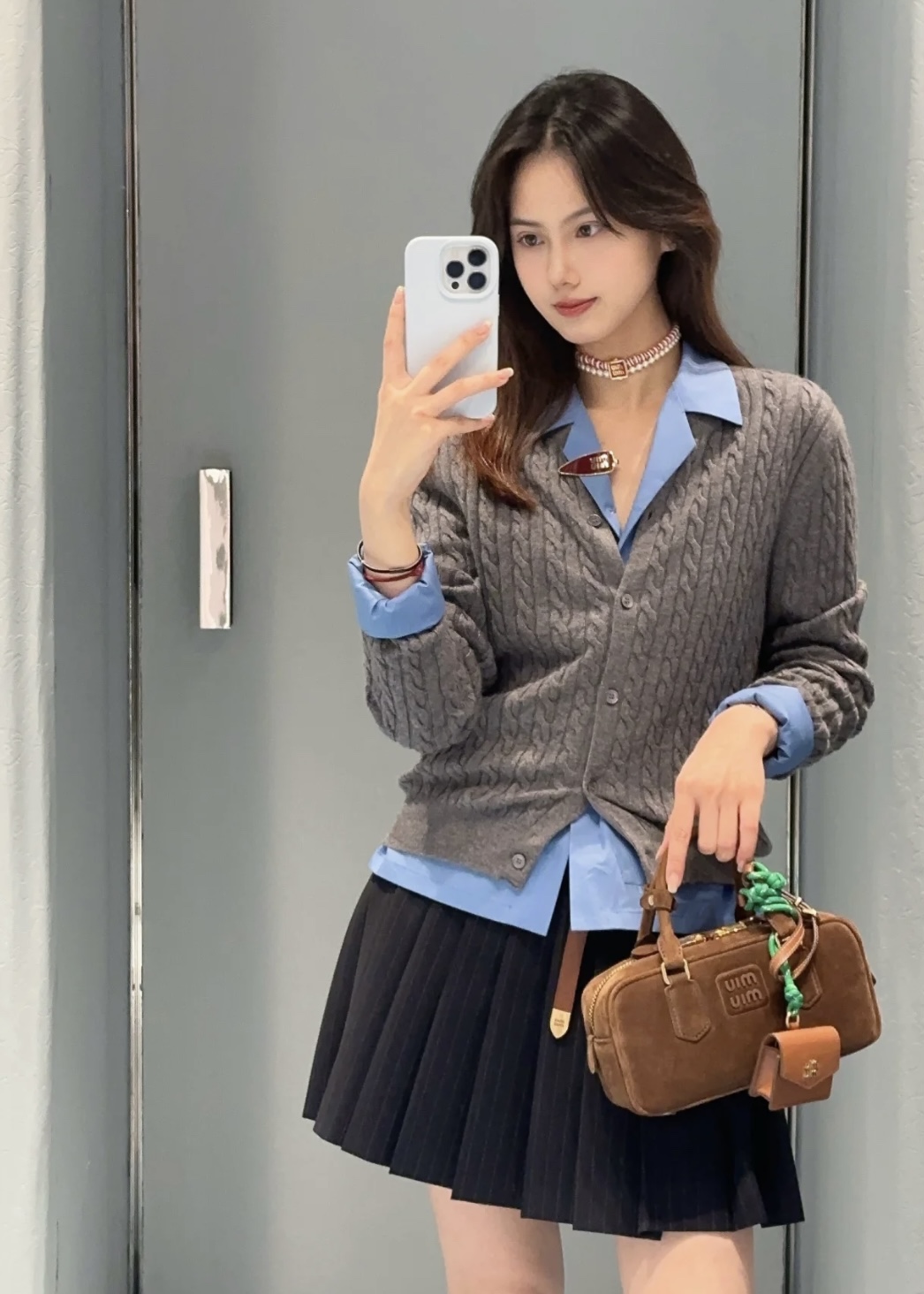 [WOMEN] MIU MIU 캐시미어 니트 케이블 가디건