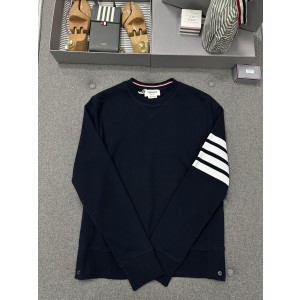 [남녀공용] Thom Browne 4bar 클래식 코튼 풀오버 크루넥 스웨트셔츠