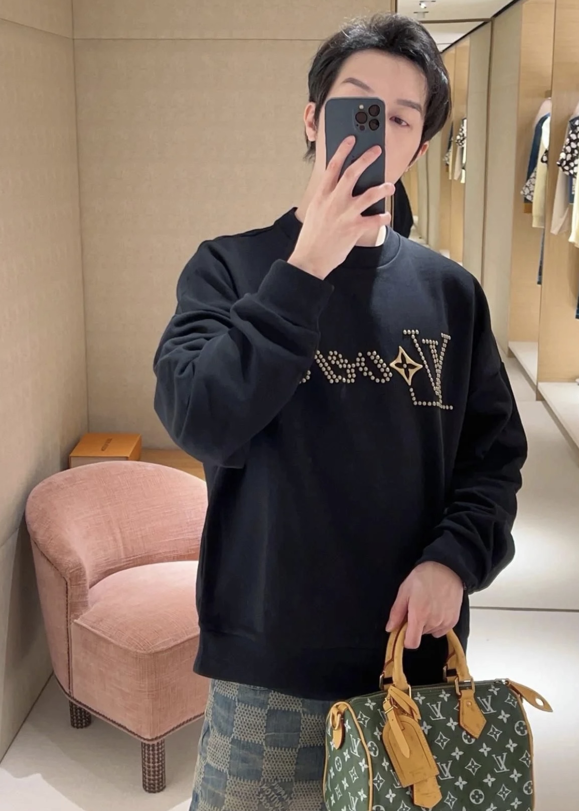 [남녀공용] Louis Vuitton LV 코튼 네일 스퍼 크루넥 스웨트셔츠