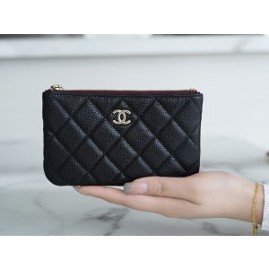 CHANEL 클래식 CC로고 캐비어 미니 파우치 지갑