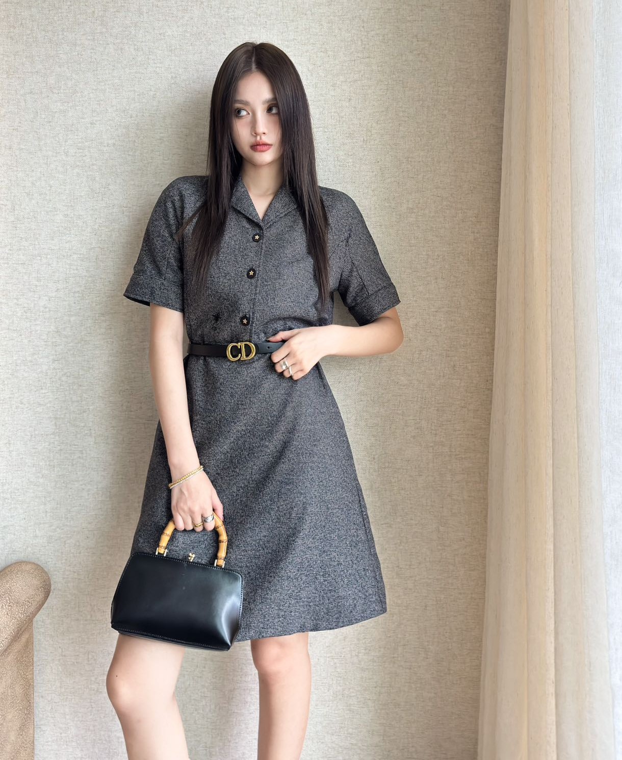 [WOMEN] DIOR 24SS 벨트디 울 원피스