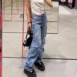 [WOMEN] ALEXANDER WANG 24FW 디스 라펠 데님 팬츠