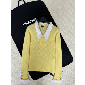 [WOMEN] CHANEL 캐시미어 V넥 라펠 니트