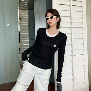 [WOMEN] CELINE 자수 로고 페이크 투피스 니트