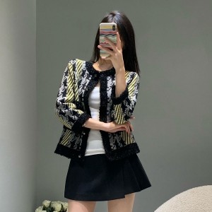 [WOMEN] CHANEL 24FW 스트라이프 캐시미어 트위드 자켓