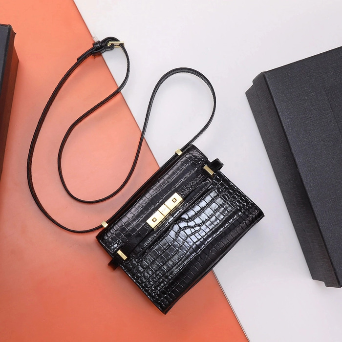 SAINT LAURENT 크로커다일 맨헤튼 미니 숄더 백