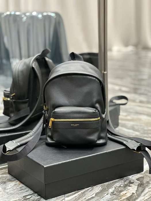 SAINT LAURENT 스무스 레더 캔버스 시티토이 백 팩