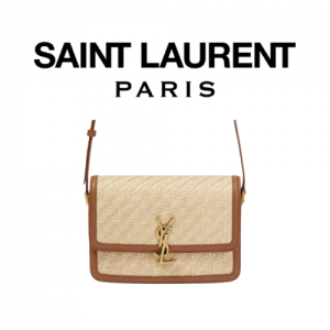 SAINT LAURENT 솔페리노 로고 라피아 스몰 숄더 백