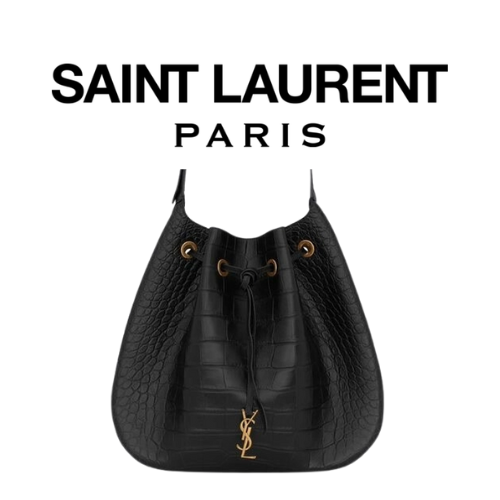 SAINT LAURENT 크로커다일 플랫 PARIS VII 라지 호보 백