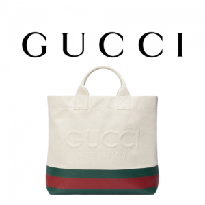 GUCCI 엠보스 디테일 캔버스 토트백